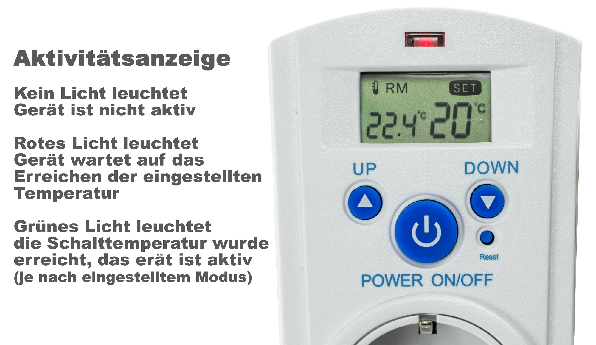 Steckdosen-Thermostat ST-35 digi max. 3500W, 5-30°C, EIN/AUS/AUTO, 230V -  »