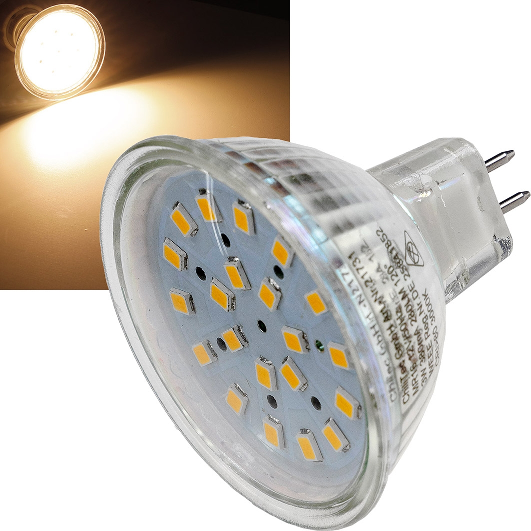 LED Strahler MR16 H40 SMD 120°, 3000k, 330lm, 12V/3W, warmweiß - »