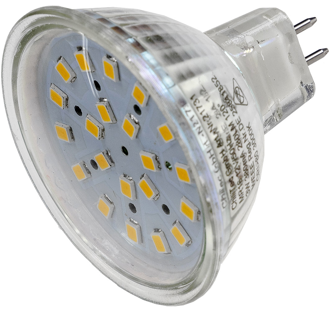 LED Strahler MR16 H40 SMD 120°, 3000k, 330lm, 12V/3W, warmweiß