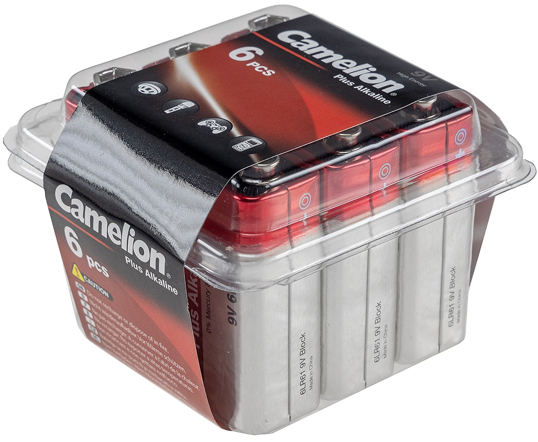 9V-Block-Batterie CAMELION AlkalinePlus Typ 6F22, 9V, 6er Haushaltsbox - »