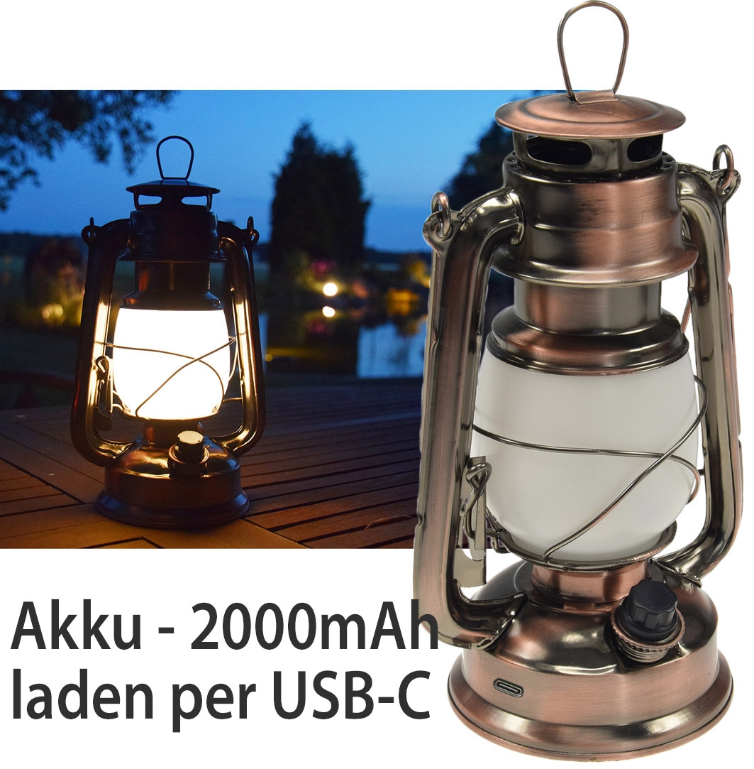 LED Akku Camping Laterne CT-Copper Pro ØxH 12x23,5cm, USB-C, warmweiß,  dimmbar - »